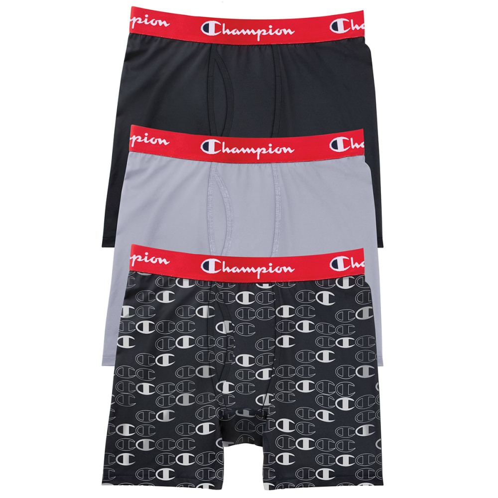 CHAMPION Men's Everyday Active Boxer Briefs, 3-Pair S