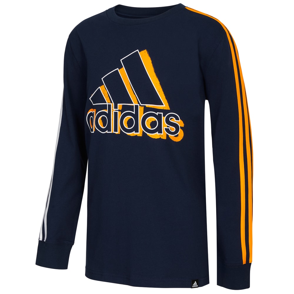 ADIDAS Boys' Split 3 Stripes Long Sleeve Tee 4