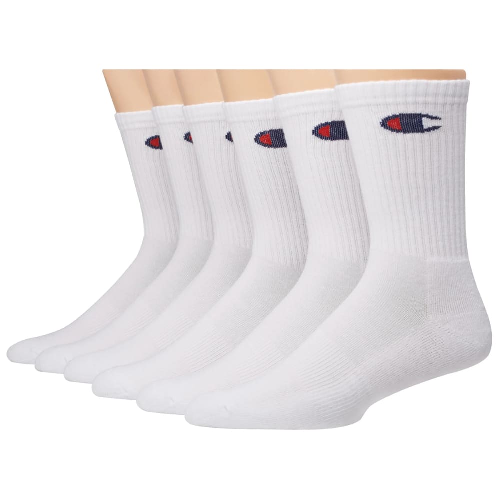 CHAMPION Men's Crew Socks Extended Sizes, 6 Pack L