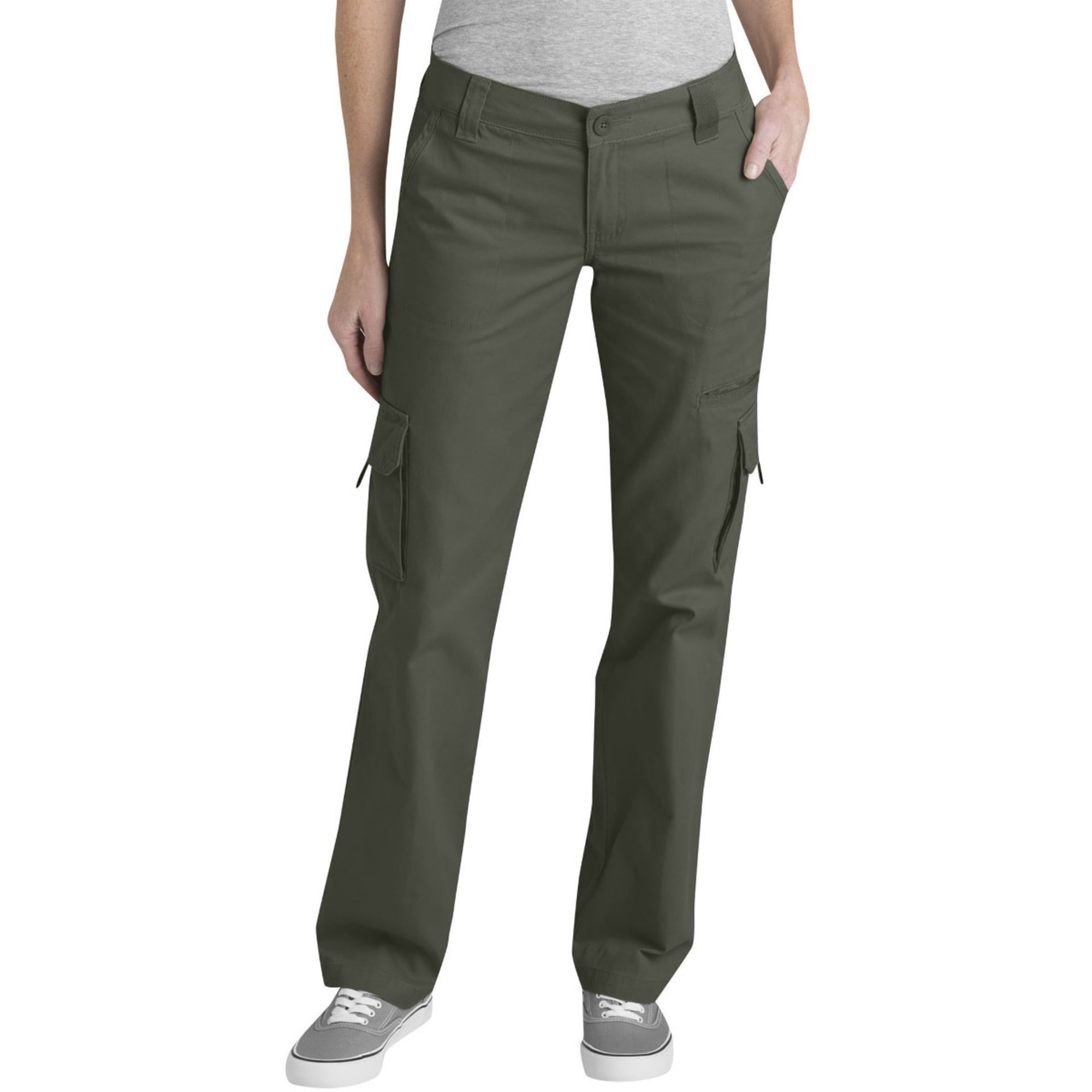 Dickies Women's Relaxed Fit Straight Leg Cargo Pants, Rinsed Desert Sand  (RDS), 14RG