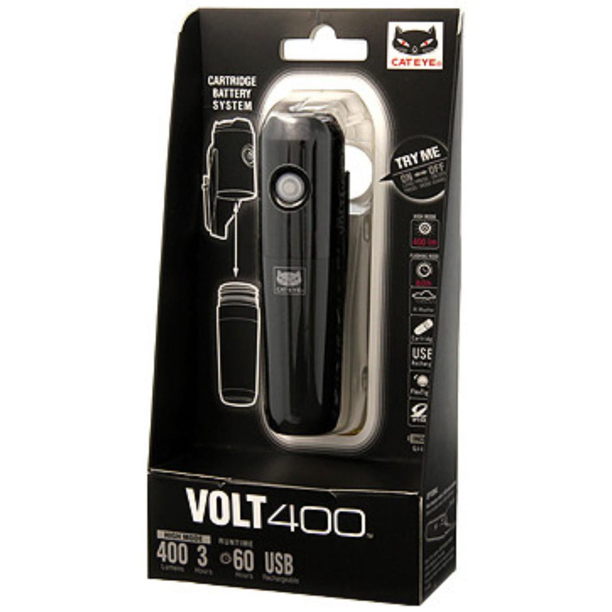 CATEYE Volt 400 Rechargeable Bike Light with Helmet Mount