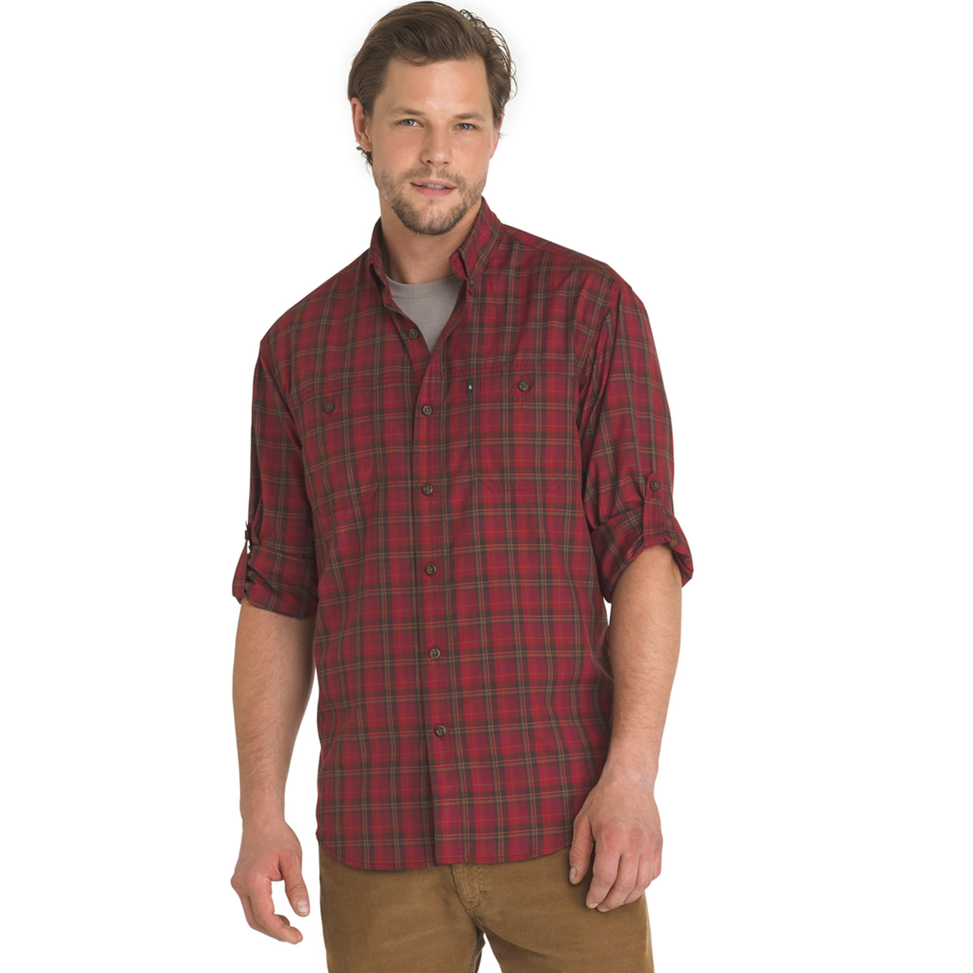 G.H. Bass & Co. Mens Hawk Mountain Button Up Shirt, Red, XXX-Large 