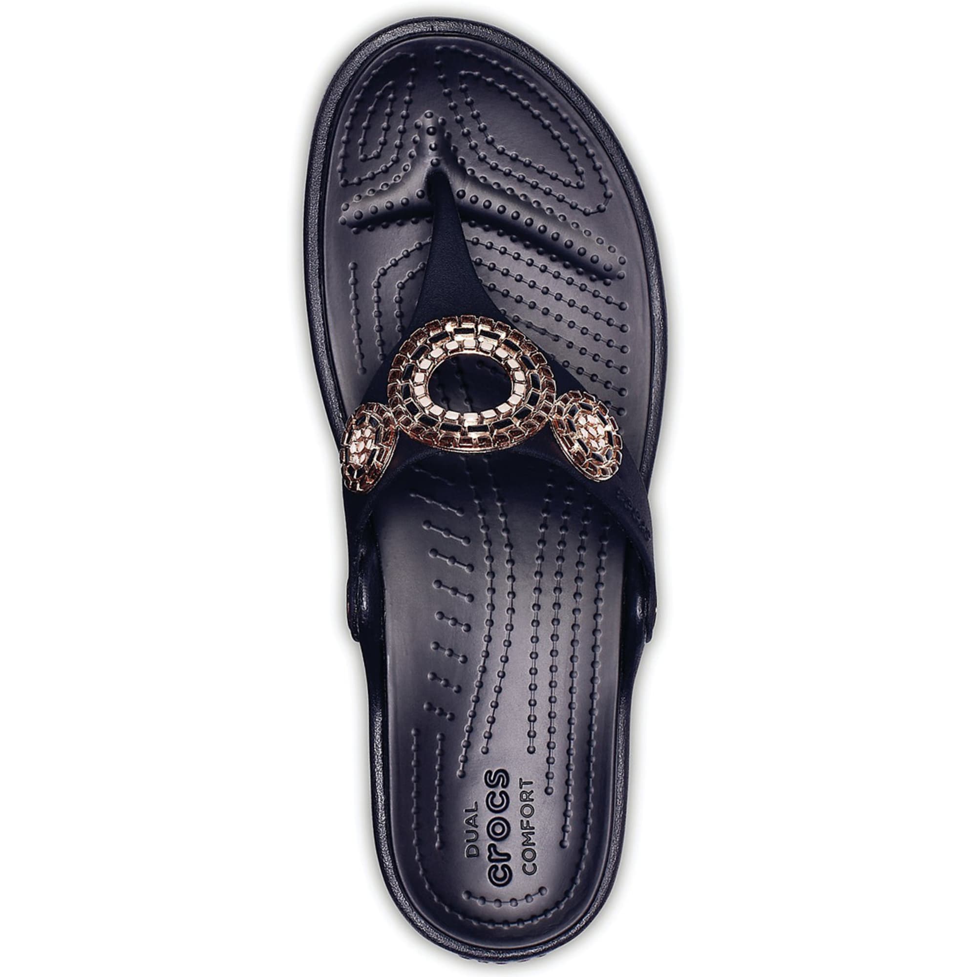 CROCS Women's Sanrah Embellished Diamante Wedge Flip Sandals - Eastern  Mountain Sports
