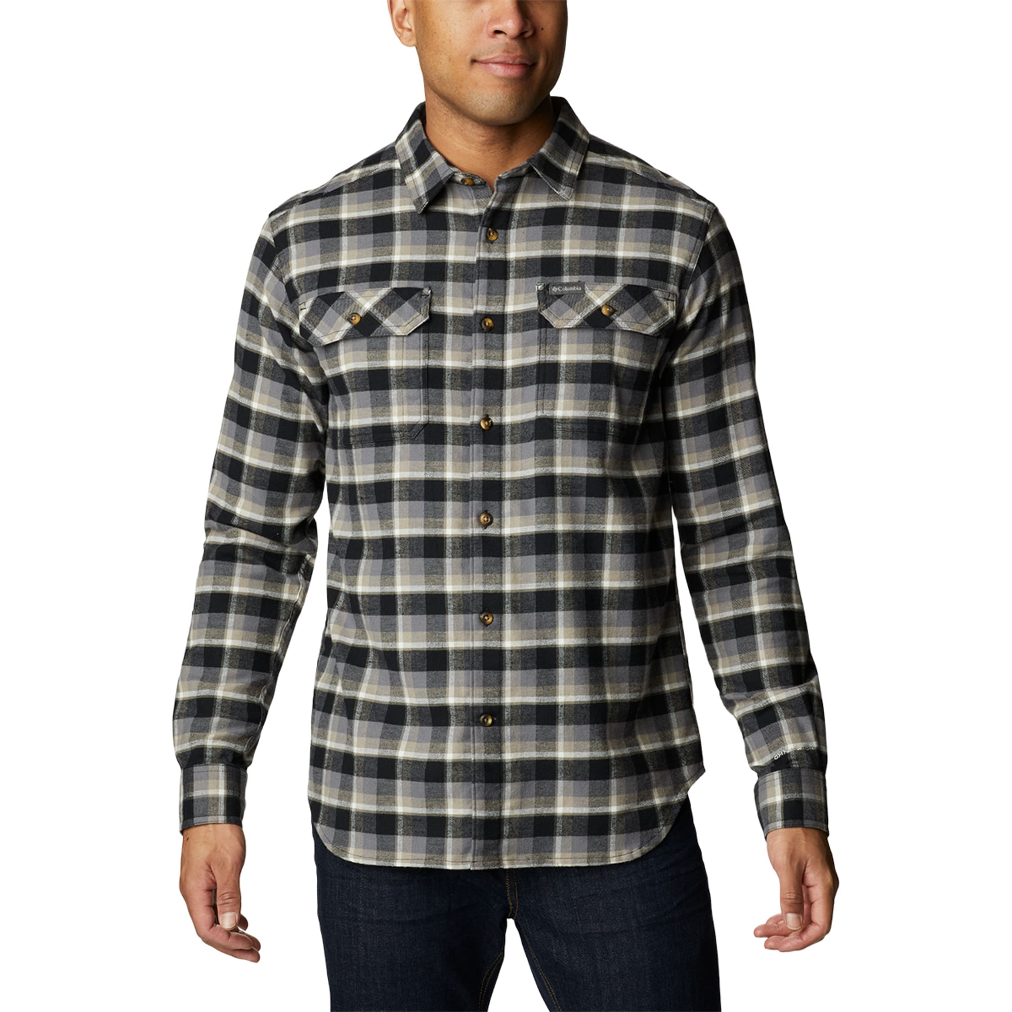 Columbia - Flare Gun Stretch Flannel Shirt - Stone Green Buffalo Check Size L - Men