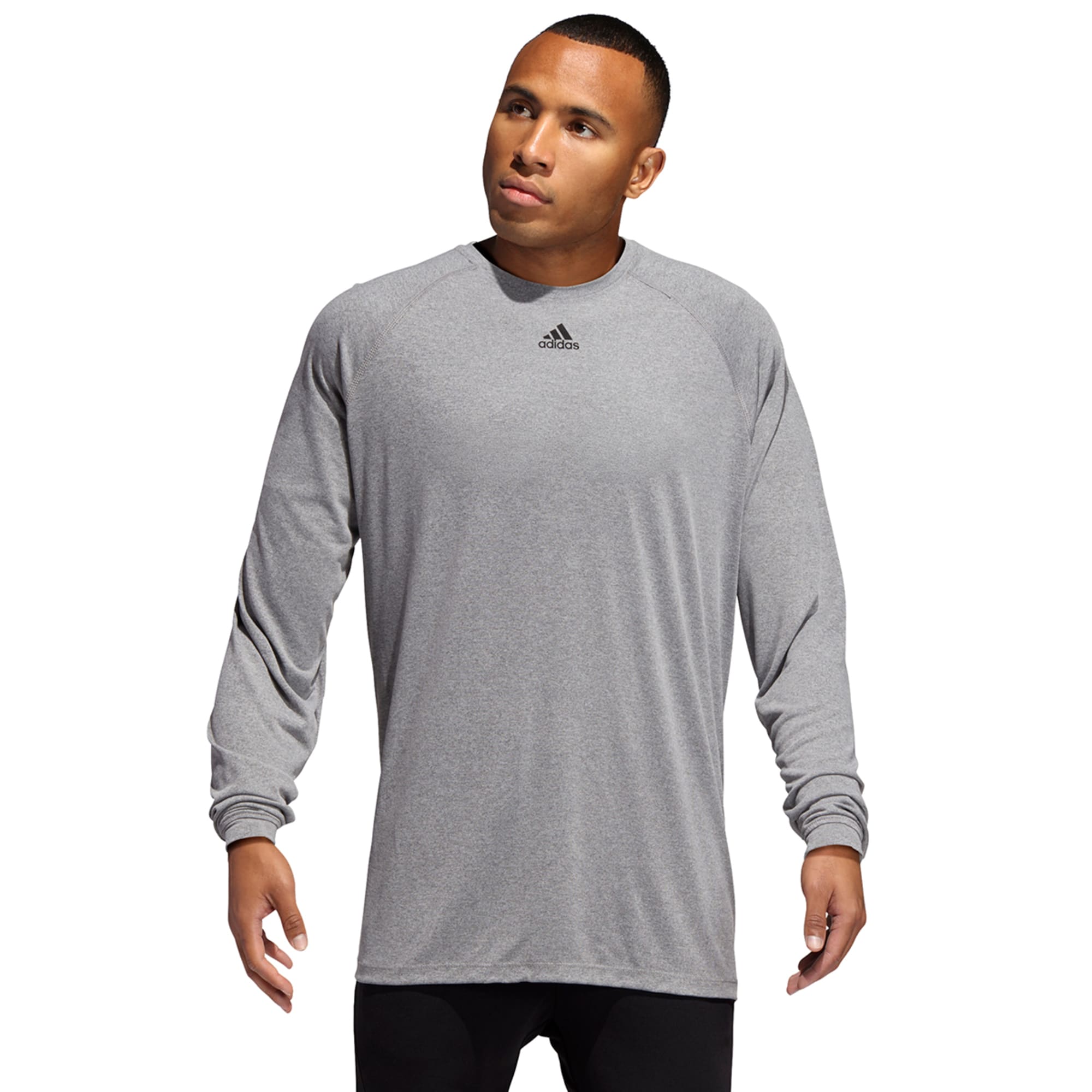 adidas Men's Grey Adi EQT Left Sleeve Logo Climalite Ultimate Tee Long  Sleeve T-Shirt
