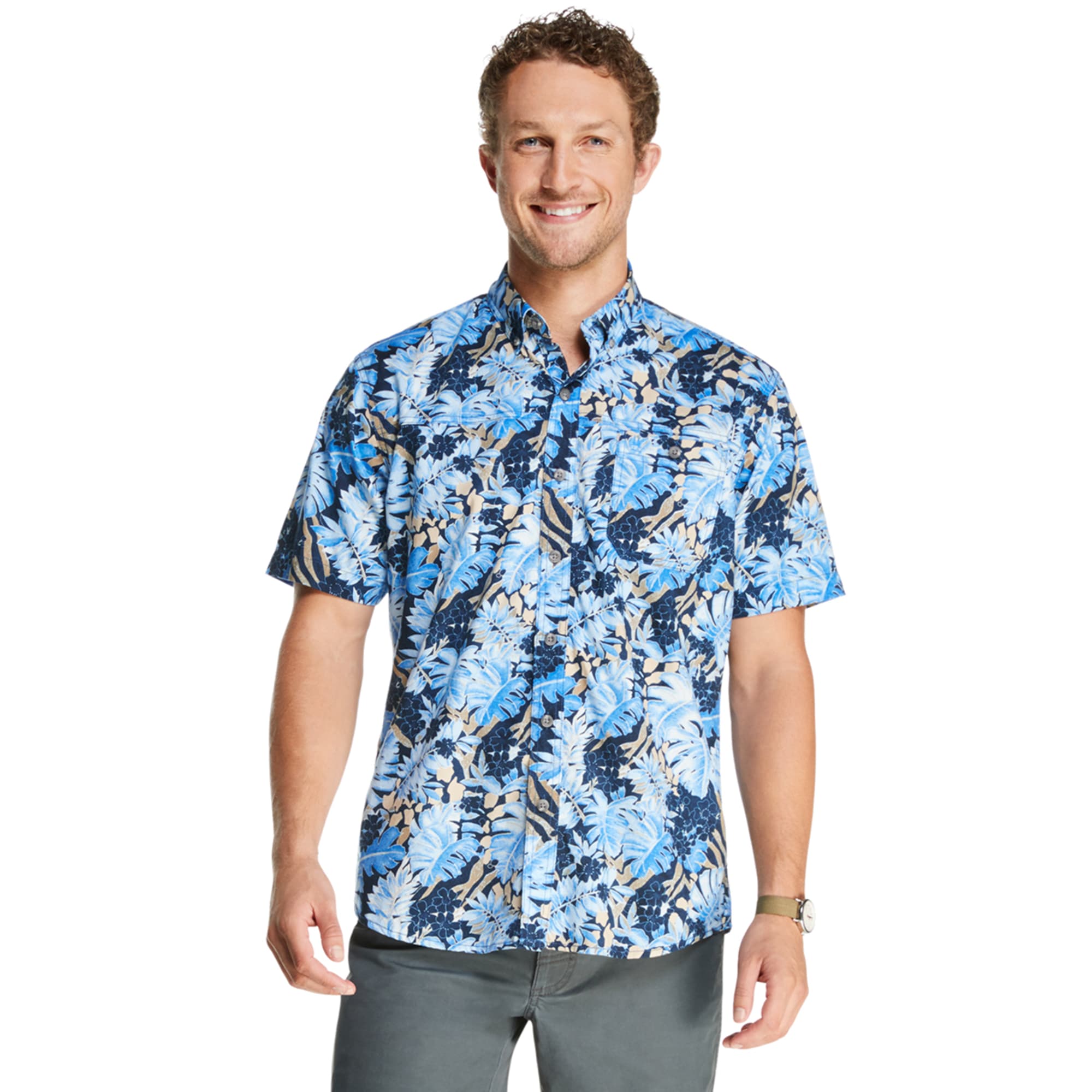 Men's G.H. Bass Bluewater Bay Printed Button-Down Shirt, Size: Small