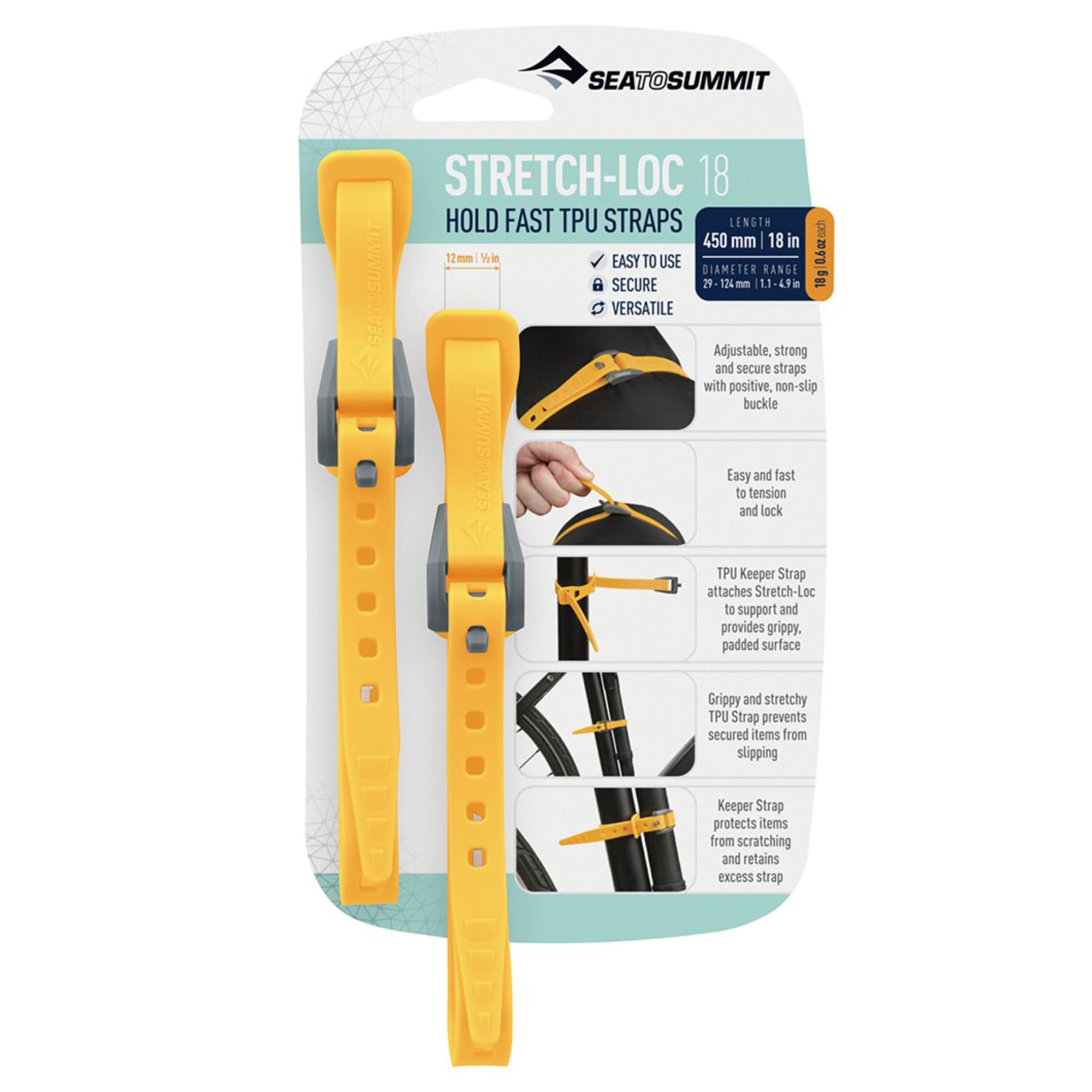 SEA TO SUMMIT Stretch-Loc 18 TPU Straps, 2 Pack - Eastern Mountain Sports