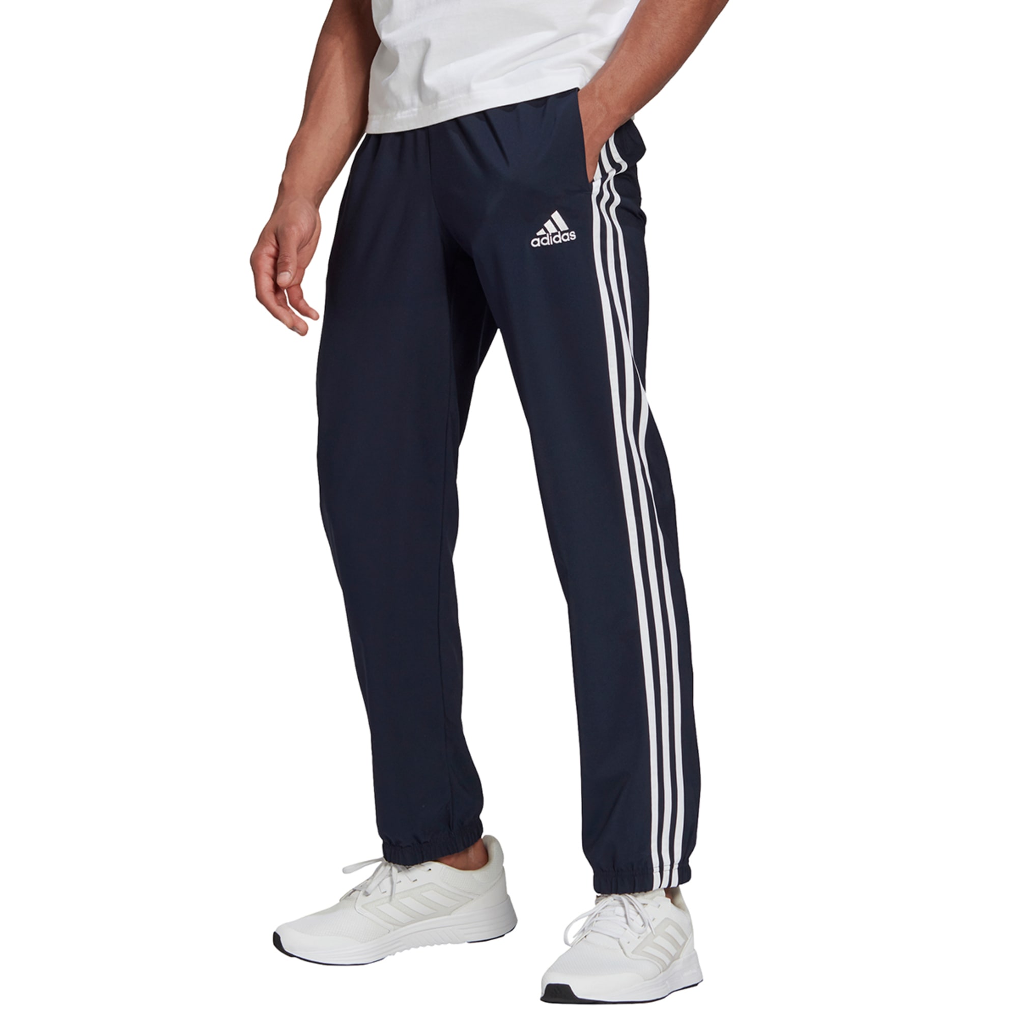 ADIDAS Men\'s Aeroready Sports Mountain Pants - Eastern Cuff Essential Elastic 3-Stripe