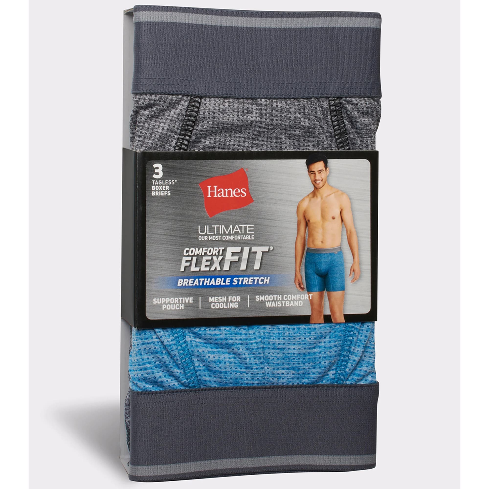HANES Ultimate Men's Comfort Flex Fit Boxer Briefs, 3-Pack
