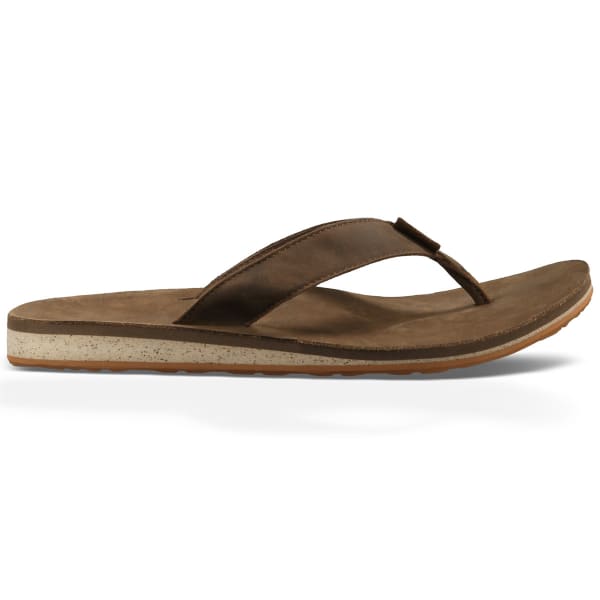 TEVA Men's Classic Premium Leather Flip-Flops, Dark Earth