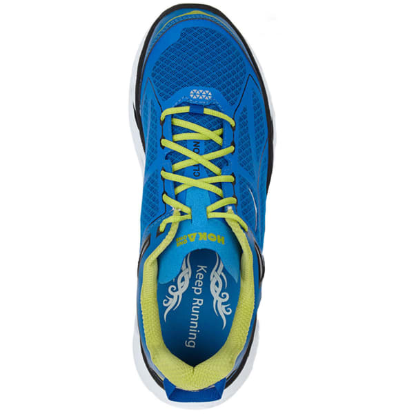 HOKA ONE ONE Men's Clifton Road Running Shoes, Blue/Black/Lime