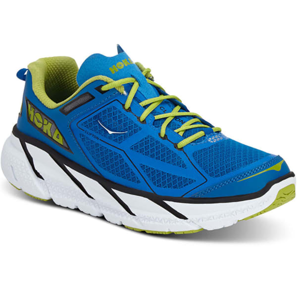 HOKA ONE ONE Men's Clifton Road Running Shoes, Blue/Black/Lime - Eastern Mountain Sports