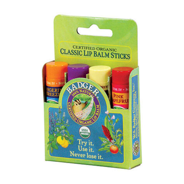 BADGER Classic Lip Balm, 4-Pack