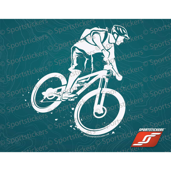 SPORTSTICKERS Mountain Biker, White