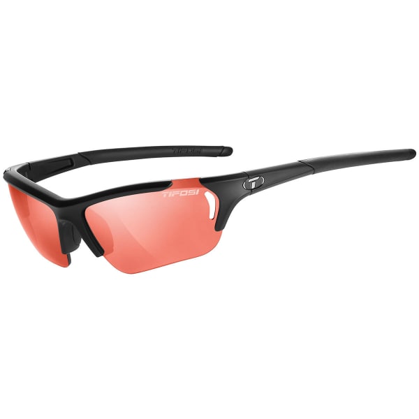 TIFOSI Women's Radius FC Sunglasses, Matte Black/High Speed Red Fototec