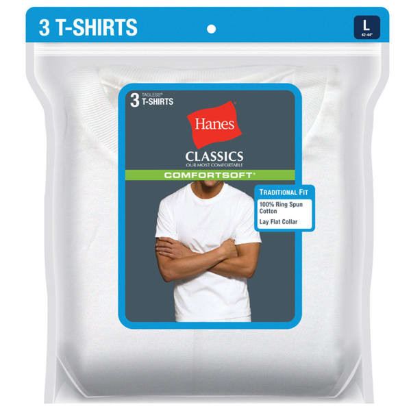 HANES Men's Classics ComfortSoft Crew Neck Tees, 3-Pack