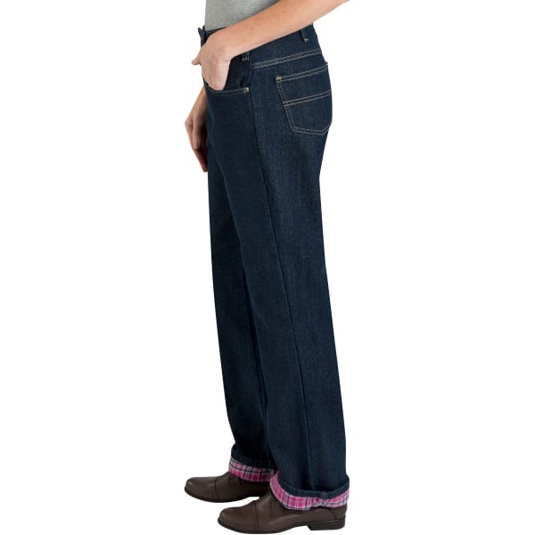 DICKIES Women's Relaxed Fit Straight Leg Flannel Lined Jeans