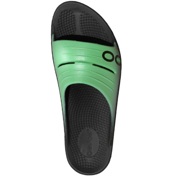 OOFOS Women's OOlala Slide Sandals, Black/Seafoam