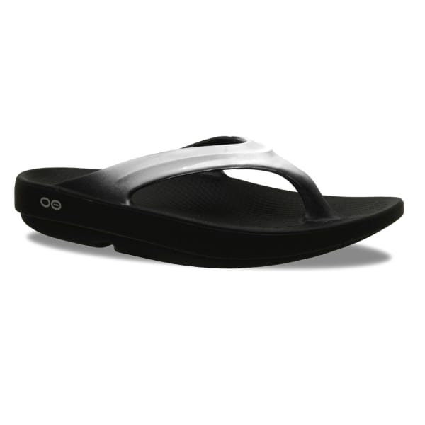 OOFOS Women's OOlala Thong Sandals, Black/Cloud White