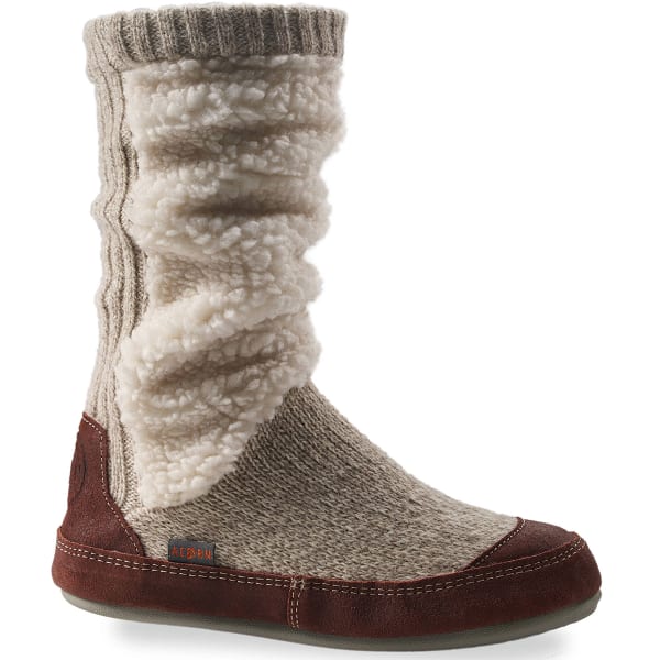 ACORN Women's Slouch Boot Slipper Sock, Buff Popcorn