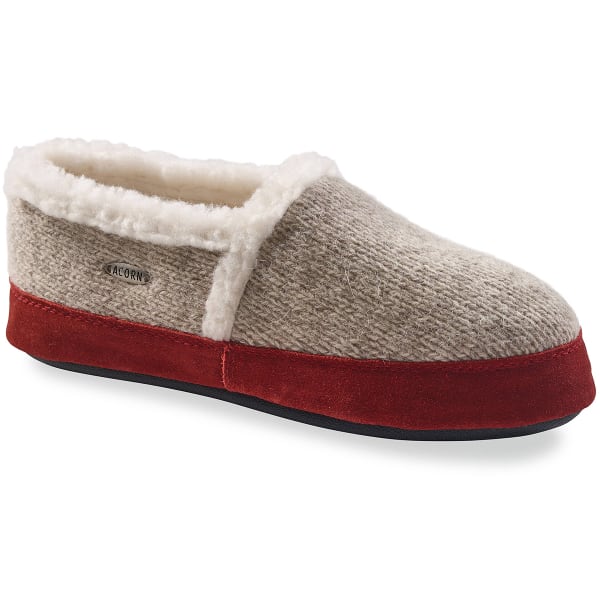 ACORN Women's Moc Slippers, Grey Ragg Wool