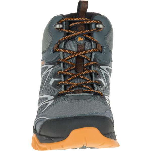 MERRELL Men's Capra Bolt Mid Waterproof Hiking Shoes, Grey/Orange