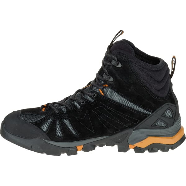 MERRELL Men's Capra Mid Waterproof Hiking Shoes, Black/Orange