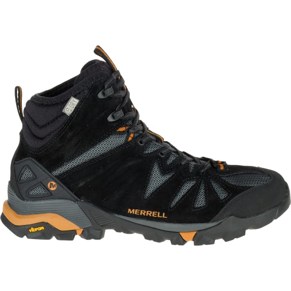 MERRELL Men's Capra Mid Waterproof Hiking Shoes, Black/Orange