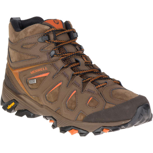 MERRELL Men's Moab FST Leather Mid Hiking Boots, Waterproof, Dark Earth