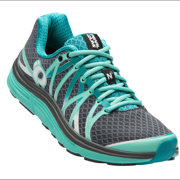 PEARL IZUMI Women's Road N3 Running Shoe, Smoke Greay/Aqua Mint