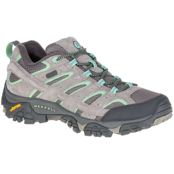 MERRELL Women's Moab 2 Low Waterproof Hiking Shoes, Drizzle/Mint