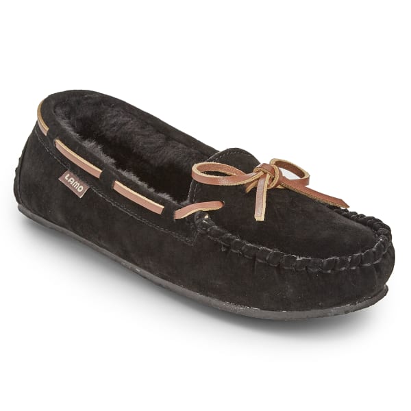 LAMO Women's Kayla Sherpa Moccasin Slippers, Black