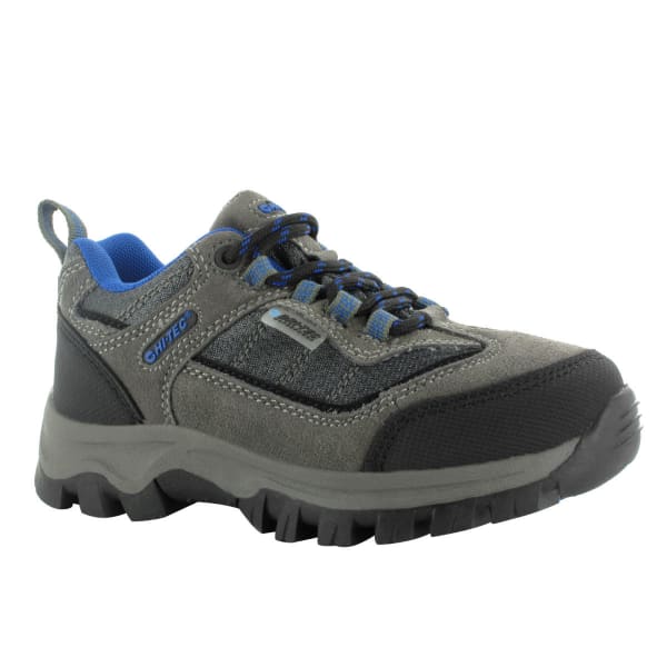 HI-TEC Boys' Hillside Low WP Hiking Shoes, Charcoal/Blue/Black