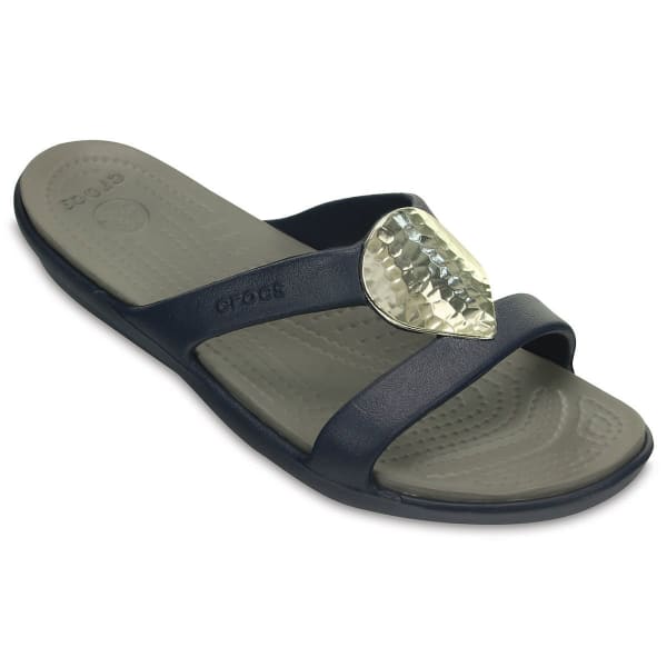 CROCS Women's Sanrah Embellished Sandal, Navy/Silver