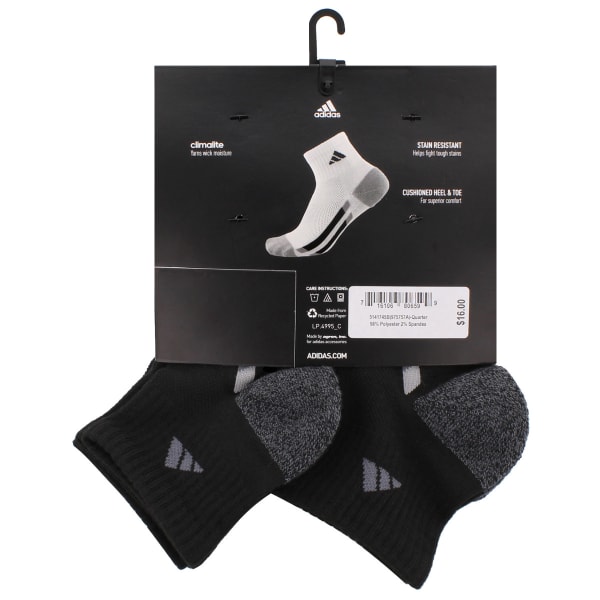 ADIDAS Boys' Grade School Vertical Stripe Quarter Socks, 6-Pack