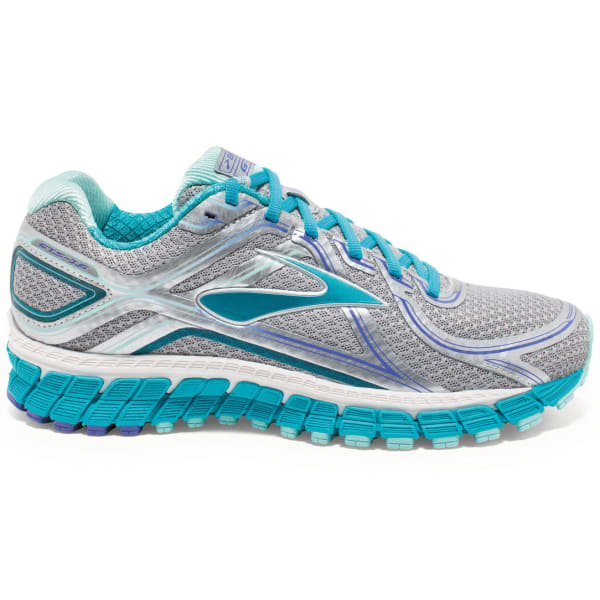 BROOKS Women's Adrenaline GTS 16 Running Shoes, Wide, Silver/Bluebird