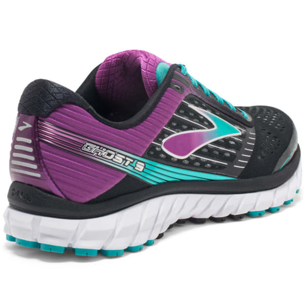 BROOKS Women's Ghost 9 Running Shoes, Wide, Black/Sparkling Grape
