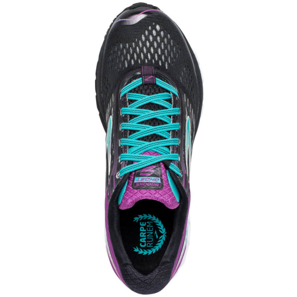 BROOKS Women's Ghost 9 Running Shoes, Wide, Black/Sparkling Grape