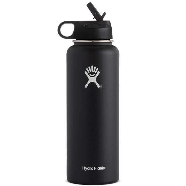 HYDRO FLASK 40 OZ Wide Mouth with Straw Lid, Black