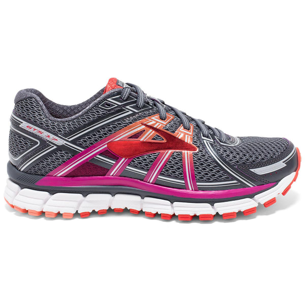 BROOKS Women's Adrenaline GTS 17 Running Shoes, Anthracite/Fuchsia