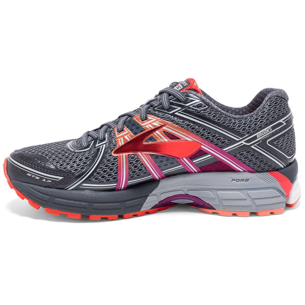 BROOKS Women's Adrenaline GTS 17 Running Shoes, Anthracite/Fuchsia