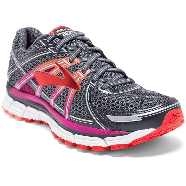 BROOKS Women's Adrenaline GTS 17 Running Shoes, Anthracite/Fuchsia