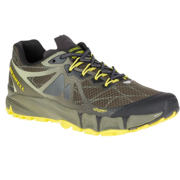 MERRELL Men's Agility Peak Flex Trail Running Shoes, Beluga/Olive