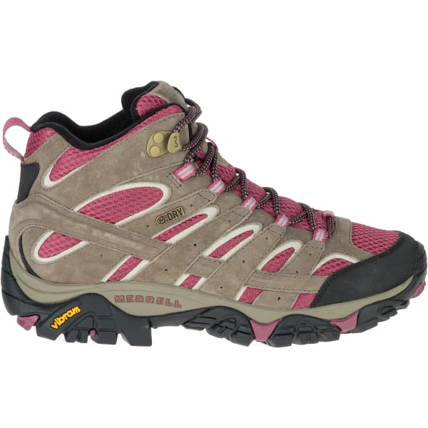 MERRELL Women's Moab 2 Mid Waterproof Hiking Boots, Boulder/ Blush