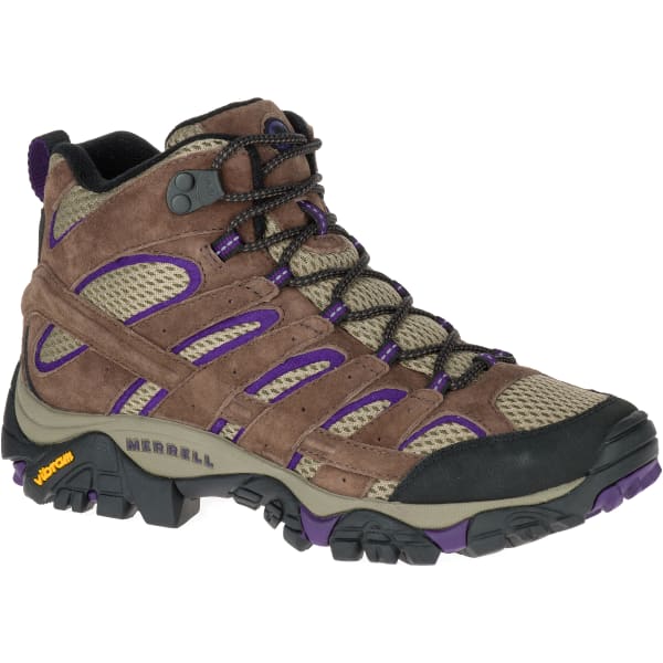 MERRELL Women's Moab 2 Ventilator Mid Hiking Boots, Bracken/ Purple, Wide