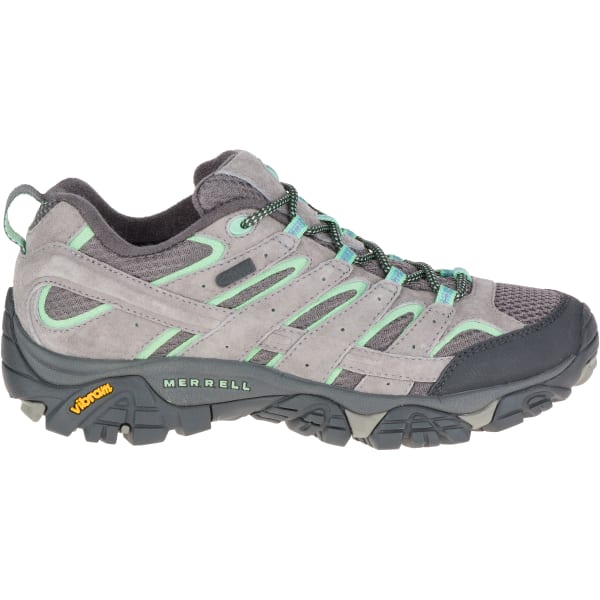 MERRELL Women's Moab 2 Waterproof Hiking Shoes, Drizzle/ Mint,Wide