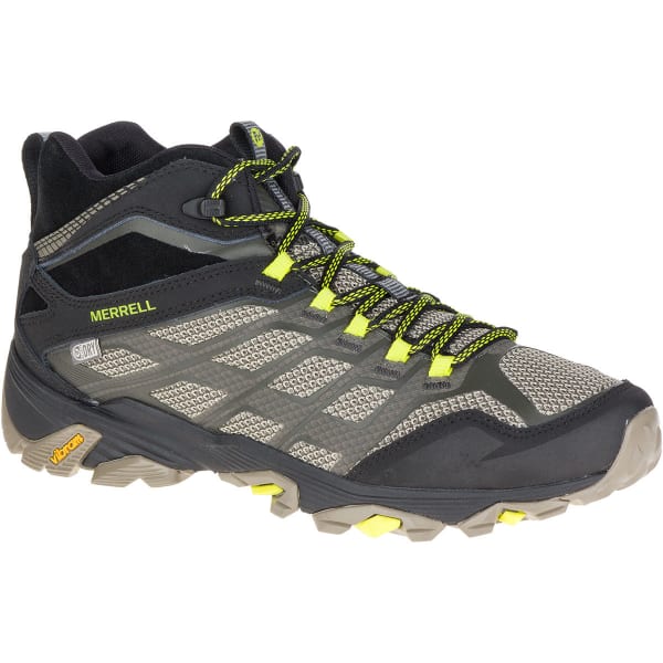 MERRELL Men's Moab FST Mid Waterproof Hiking Boots, Olive Black, Wide