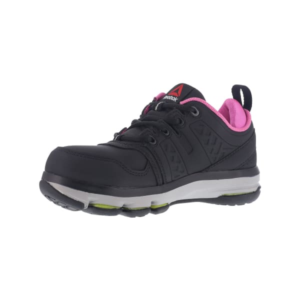 REEBOK WORK Women's DMX Flex Work Alloy Toe Work Shoes, Black/ Pink