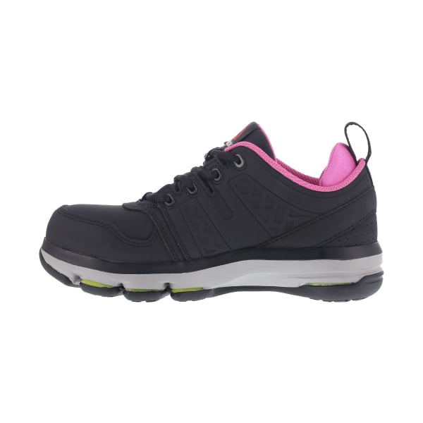 REEBOK WORK Women's DMX Flex Work Alloy Toe Work Shoes, Black/ Pink