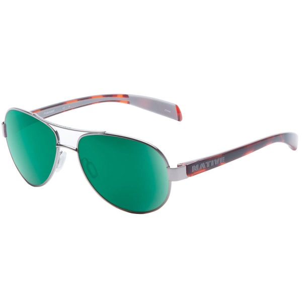 NATIVE EYEWEAR Haskill Sunglasses, Maple Tort/Green Reflex